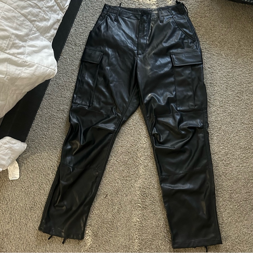 Rag & Bone Leather Cargo Pants with Adjustable Waist